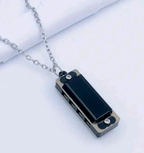 Black mini harmonica necklace - mini,